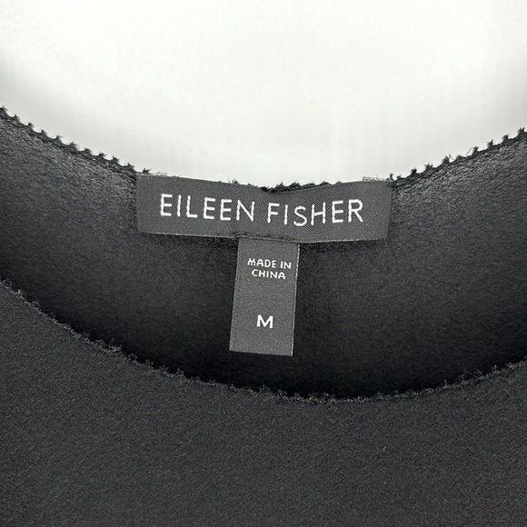 Eileen Fisher Silk Chiffon Sleeveless Black Dress Women’s Size Medium - Picture 3 of 8